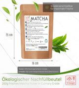 Uniqo Matcha čajový prášek 200 g ve znovuplnitelném ekologickém balení