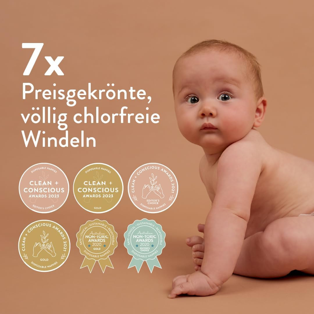 Dětské plenky, velikost 3M (4-8 kg) - 1 pytel po 28 - Bez škodlivých látek, ekologické, vysoce savé, vhodné pro noční použití, ultratenké a měkké - Vyrobeno v Dánsku