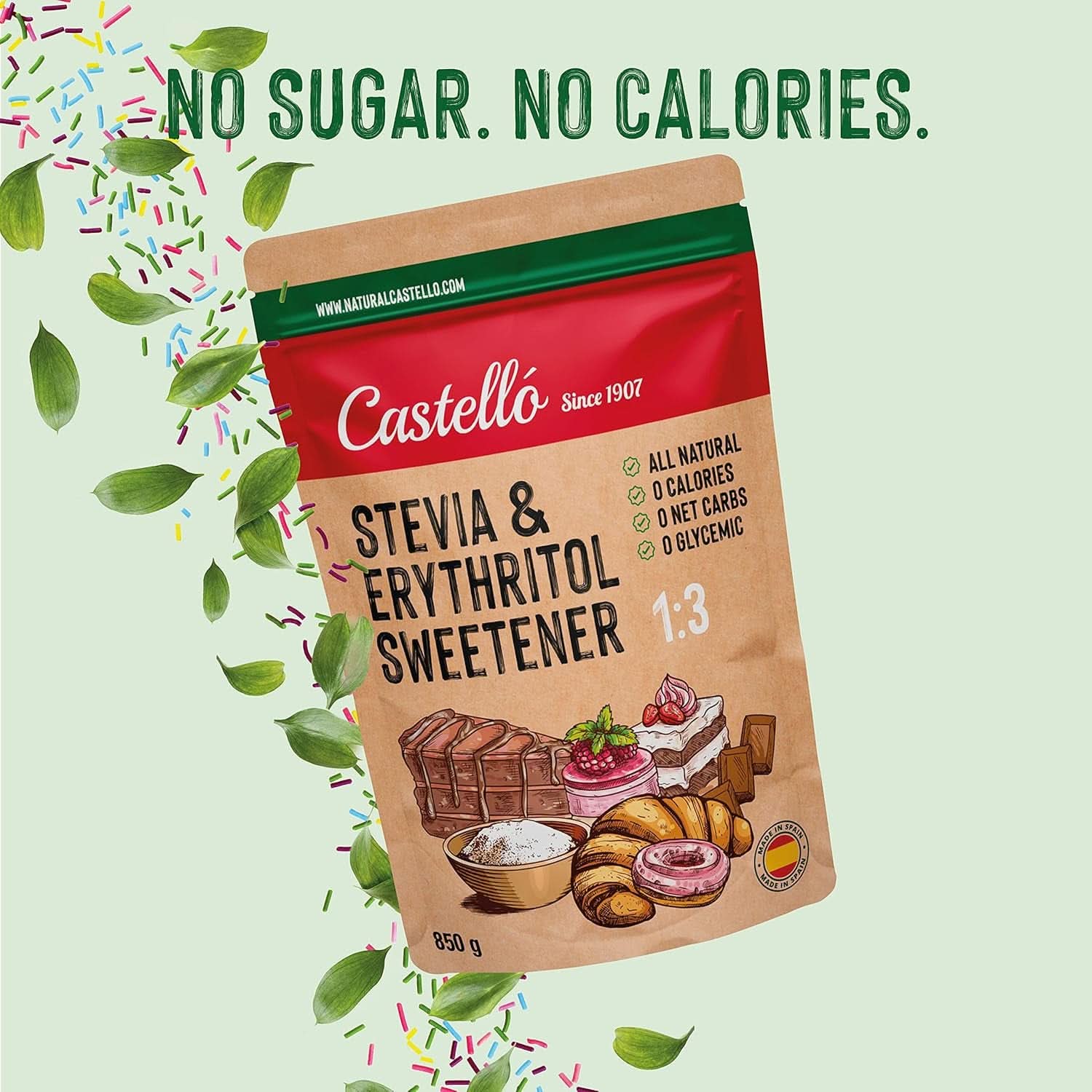Stévie + Erythritol 1:3 sladidlo, 1G = 3G cukr, 850 gramů Sladidla Naty Shop