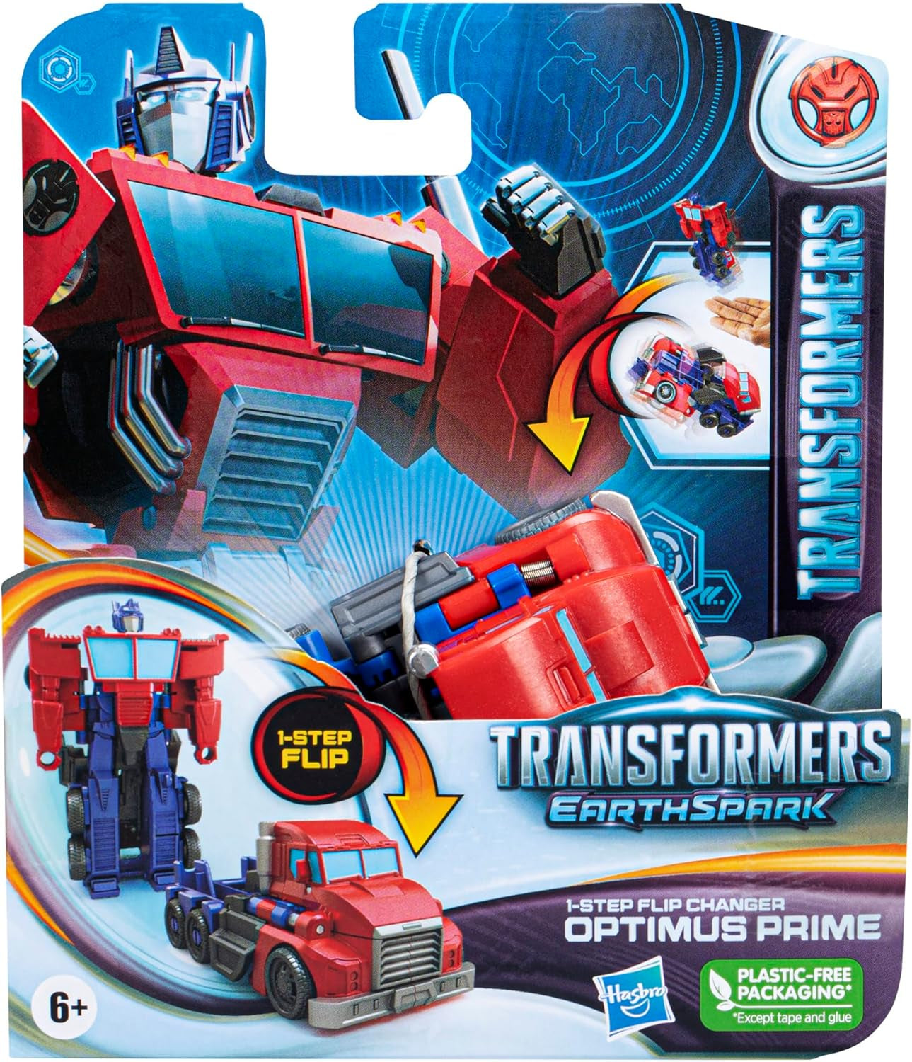 Transformers Earthspark Jednostupňový překlápěcí měnič Optimus Prime Action Figure (10cm) Robot Toy Age 6+ Akční figurky Naty Shop
