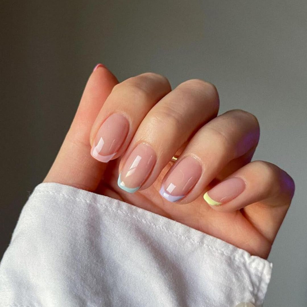 Dlouhé francouzské tipy Zlaté třpytivé lepidlo na dlouhé čtvercové nehty Glitter French Tip Sada umělých nehtů čtvercové umělé nehty pro ženy 24ks