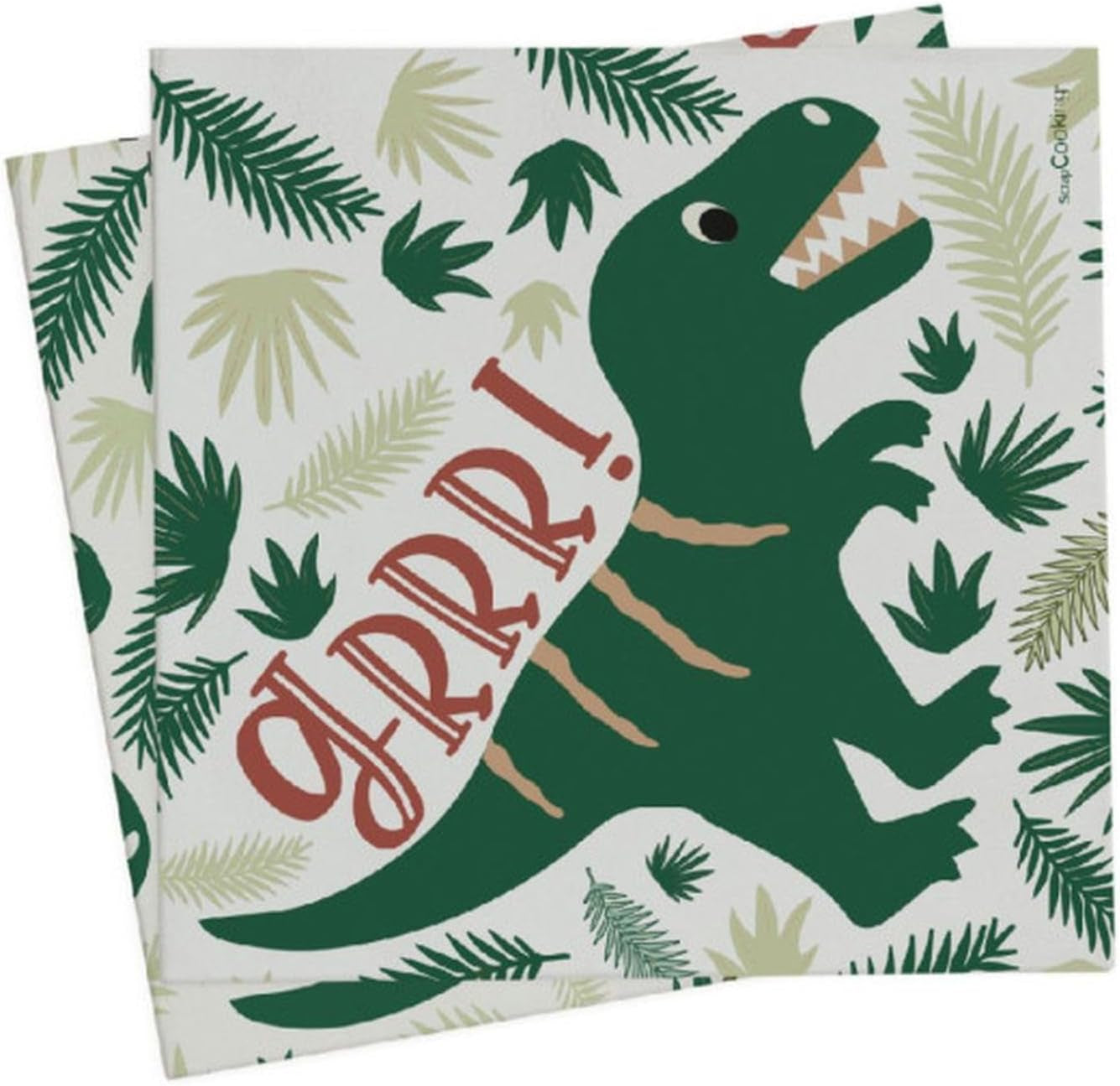 Scrapcooking – 20 Dino ubrousků 33 X 33 cm – Zelená narozeninová dekorace dinosaura