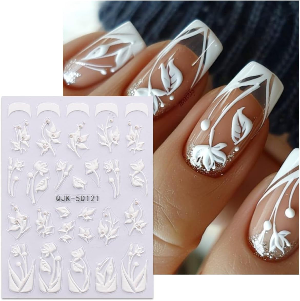 JMEOWIO 3D Nálepka na nehty Blumen Nálepka na nehty Selbstklebend Nagelaufkleber 5D Stereoskopické jarní letní dekorace Nageldesign Zubehör 4 Blatt