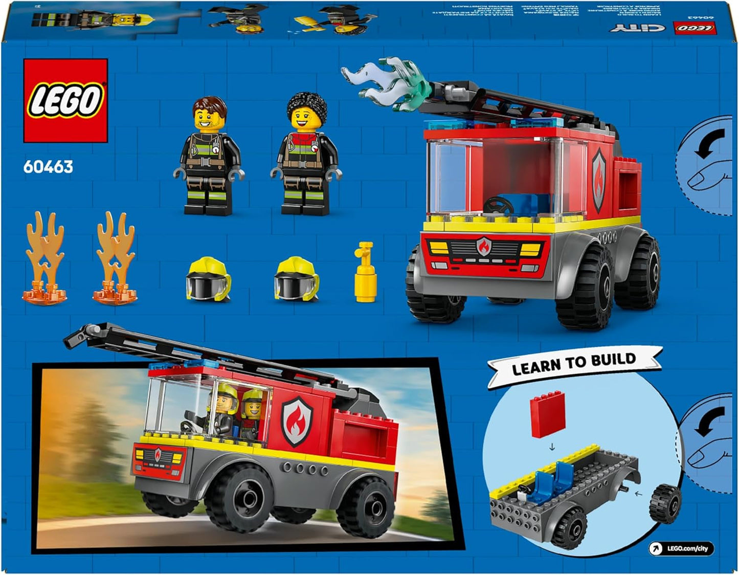 LEGO City Hasičský žebříkový vůz - Hrací hasičský vůz se 2 minifigurkami hasičů pro chlapce a dívky od 4 let - vzdělávací hračka - dárek pro předškoláky 60463 Stavebnice Besuche den LEGO-Store