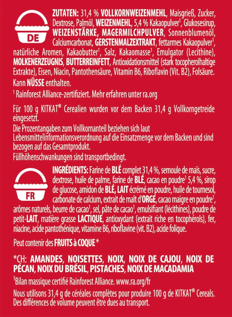 Nestlé KITKAT Cereálie, křupavé snídaňové cereálie s oplatkami Kitkat, balení 8 x 550 gramů Cereálie Naty Shop