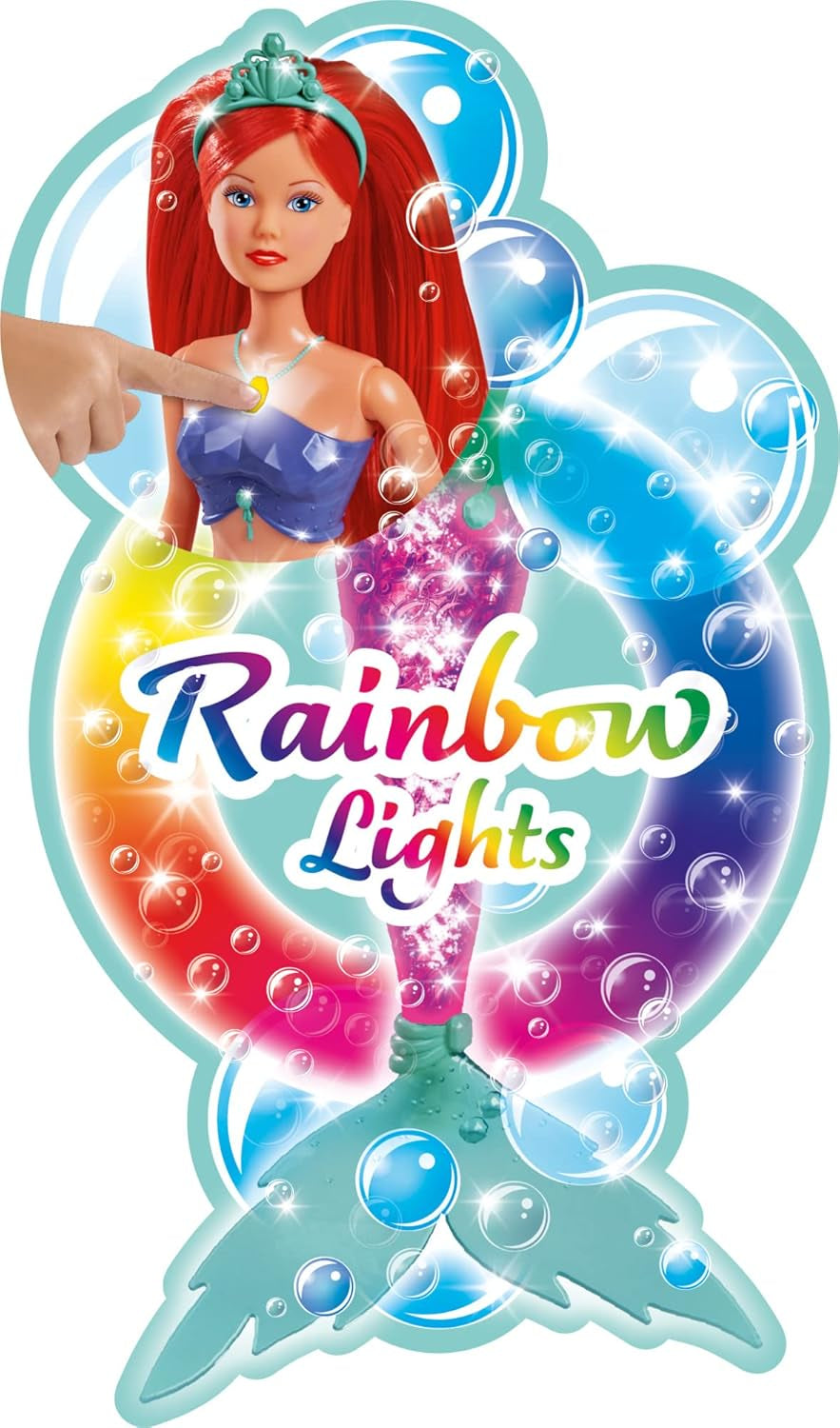 Simba 105733656 - Sparkling Mořská panenka Steffi Love (39 cm) - Svítící mořská panna měnící barvu Luminous Rainbow Vodotěsná hračka pro děti od 3 let