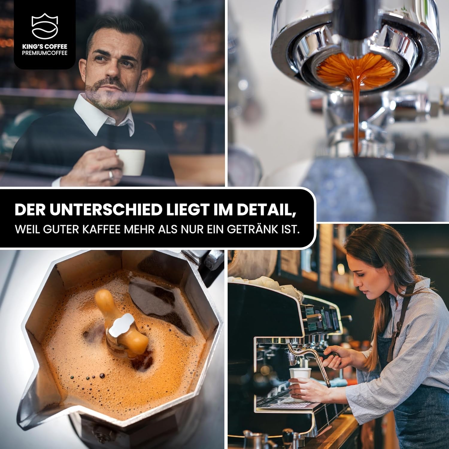 KING'S COFFEE - AMESTEC RS ESPRESSO - 1 kg silná a aromatická zrnková káva - káva s nízkou kyselostí - celozrnná káva - pražení malých dávek z Itálie - zrna espressa pro plně automatické stroje a portafiltrační stroje