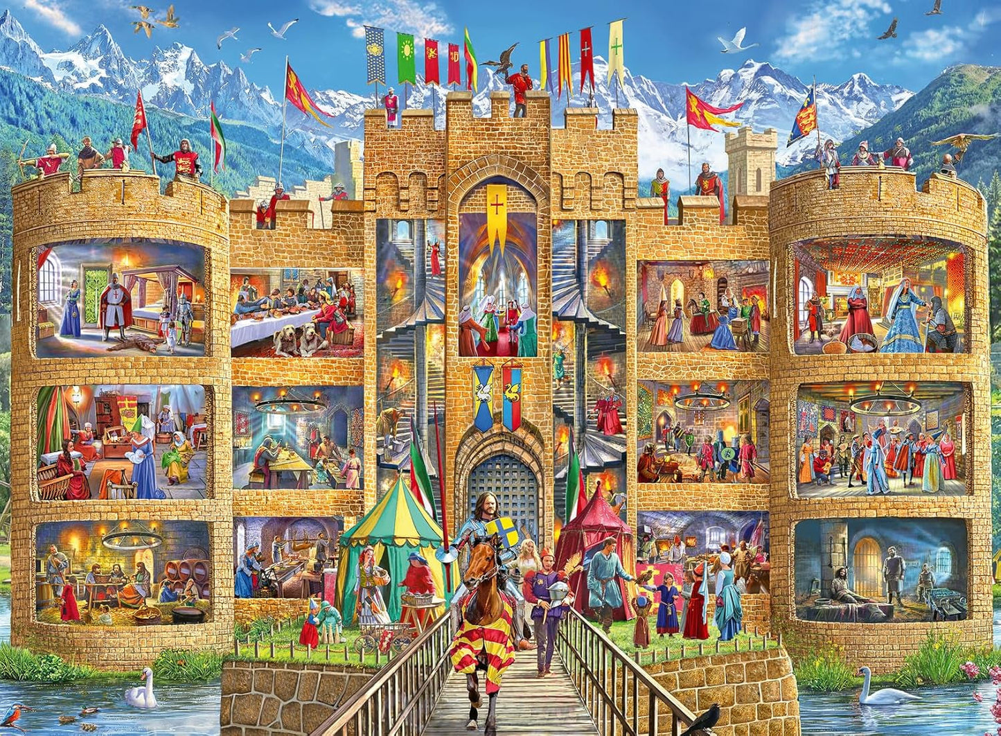 Puzzle Ravensburger pro děti - 10016 Ve vesmíru - Vesmírné puzzle pro děti od 7 let se 150 dílky ve formátu XXL Puzzle Naty Shop Pohled v rytířském hradu