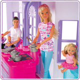 Simba 104661996 - Steffi Love Dreamhouse, velký domeček na hraní, 4 pokoje, BEZ LOUTEK, 84 cm vysoký, dvě patra, funkční zvonek, skládací domečky pro panenky Naty Shop