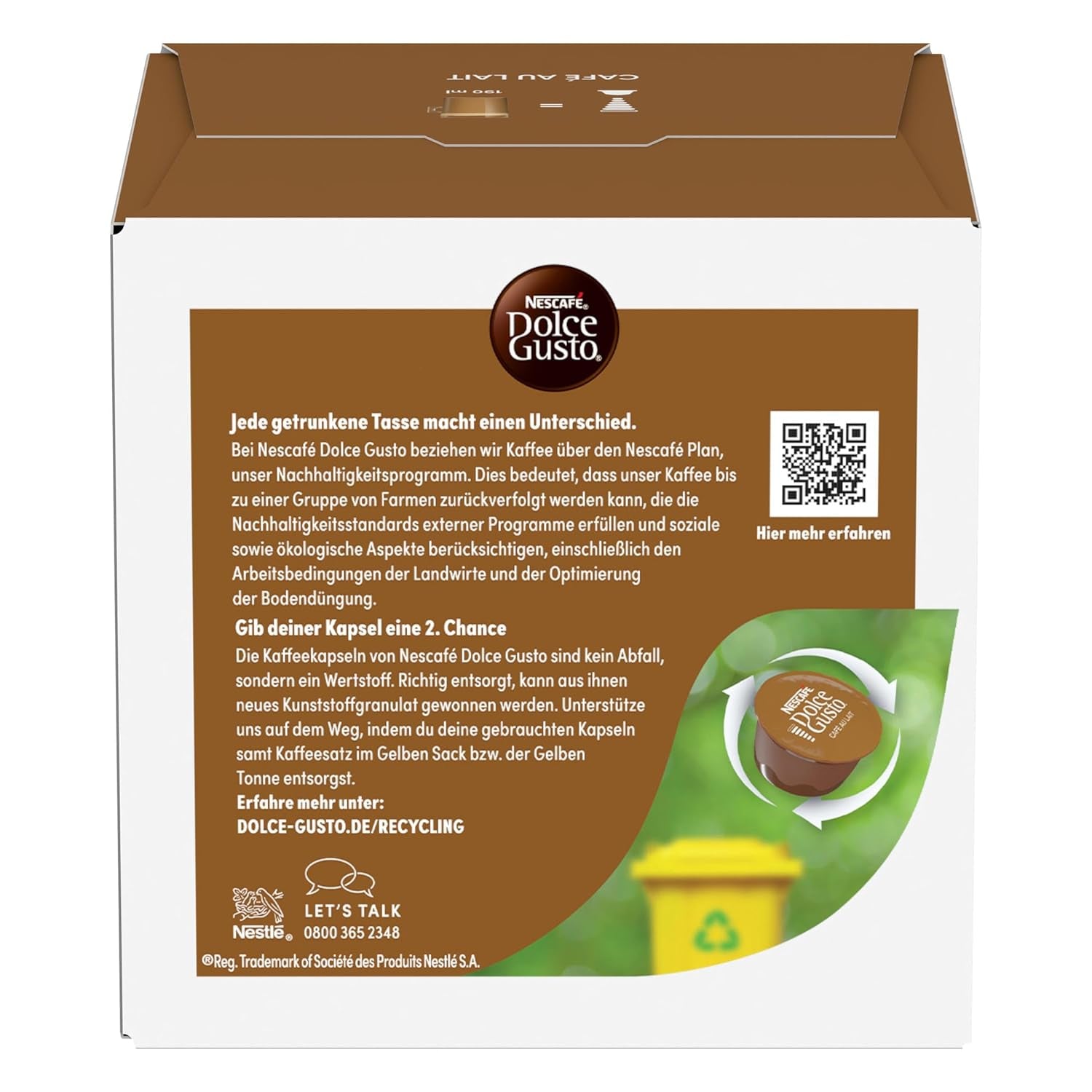 NESCAFÉ DOLCE GUSTO Café au Lait Kaffeekapseln 6er Pack (6 x 16 kapslí)