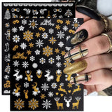 JMEOWIO Nagelsticker Weihnachten 9 Blatt Nail Art Sticker Selbtklebend Nagelaufkleber Schneeflocke Schneemann Festival Weißes Zlatá dekorace Nageldesign Zubehör