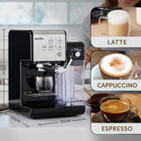 Espresso Breville Prima Latte II | Stroj na latte a cappuccino | Profesionální pumpa s 15 bary a napěňovačem mléka | Stříbro [VCF108X]