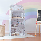 Obří domeček pro panenky Teamson Kids Olivia's Little World s nábytkem a doplňky, dřevěný domeček pro panenky, 3patrová herní sada pro panenky 30 cm, věk 3+