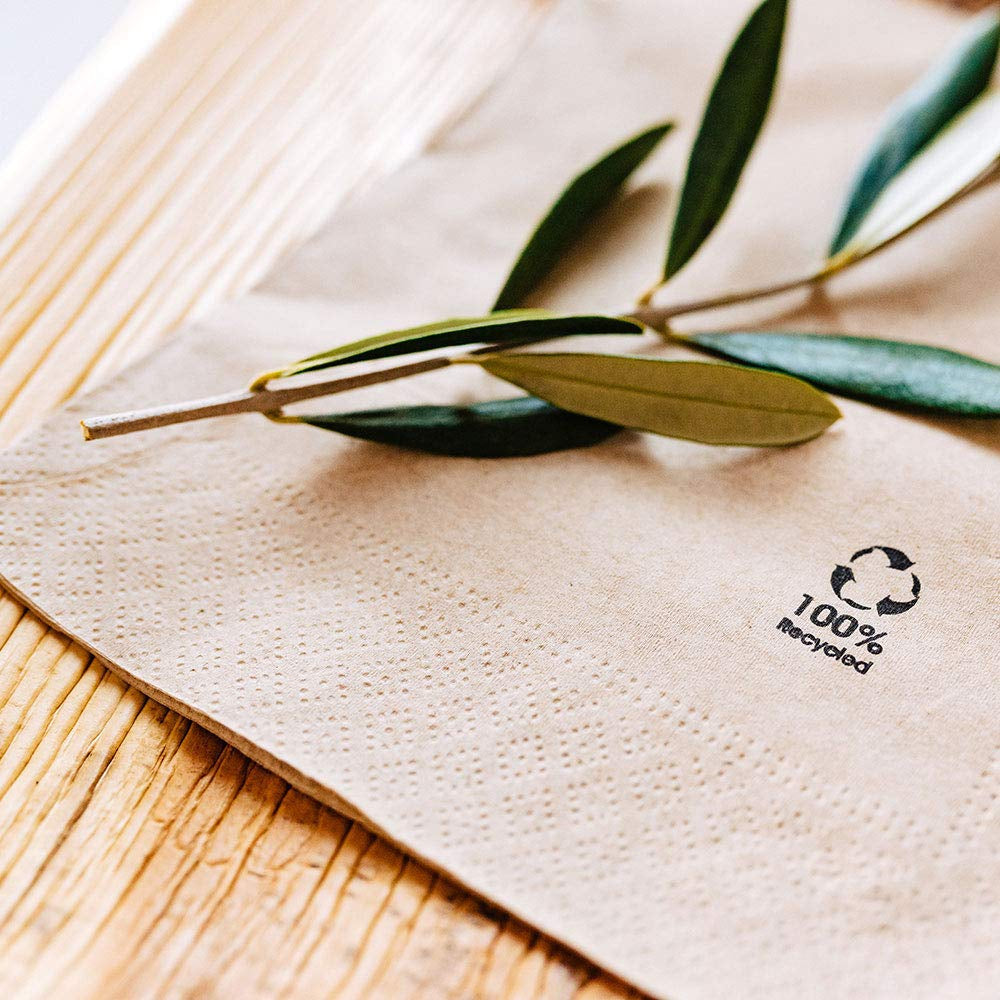 Ekologické ekologické ubrousky vyrobené z recyklovaného papíru I Vysoce kvalitní papírové ubrousky 10 X 10 cm I 100 kusů Koktejlové ubrousky Nebělené Biologicky rozložitelné Kompostovatelné
