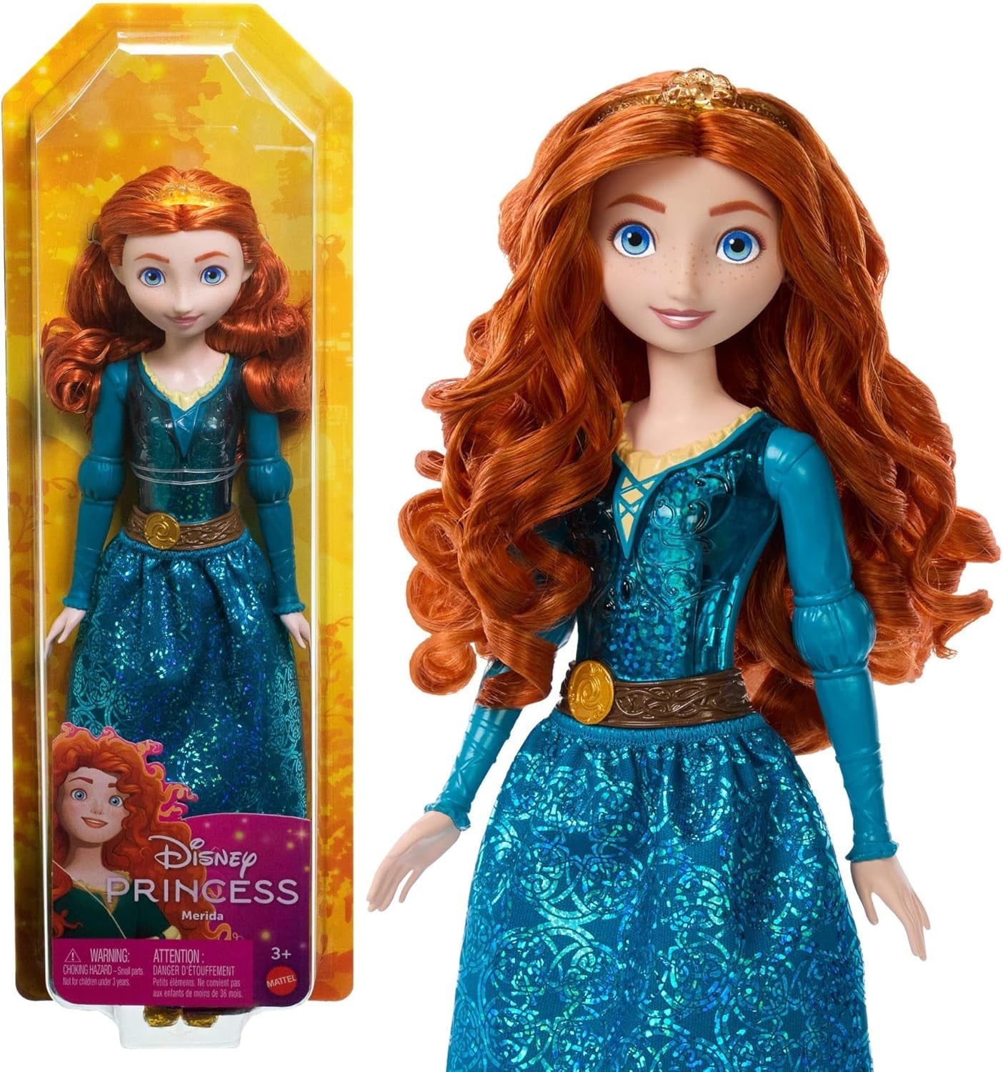 Mattel Disney Princezna Hračka Merida Ručně vyrobená panenka s třpytivým oblečením a doplňky Inspirováno filmem Disney a Pixar Dárek pro děti HLW13