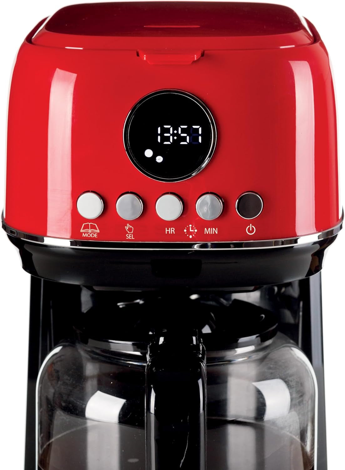 Espresso kávovar Ariete Moderna 1396 s filtrem pro přípravu americké kávy Až 15 šálků Skleněná karafa Topná deska LCD displej Vyjímatelné a omyvatelné filtry Bílé