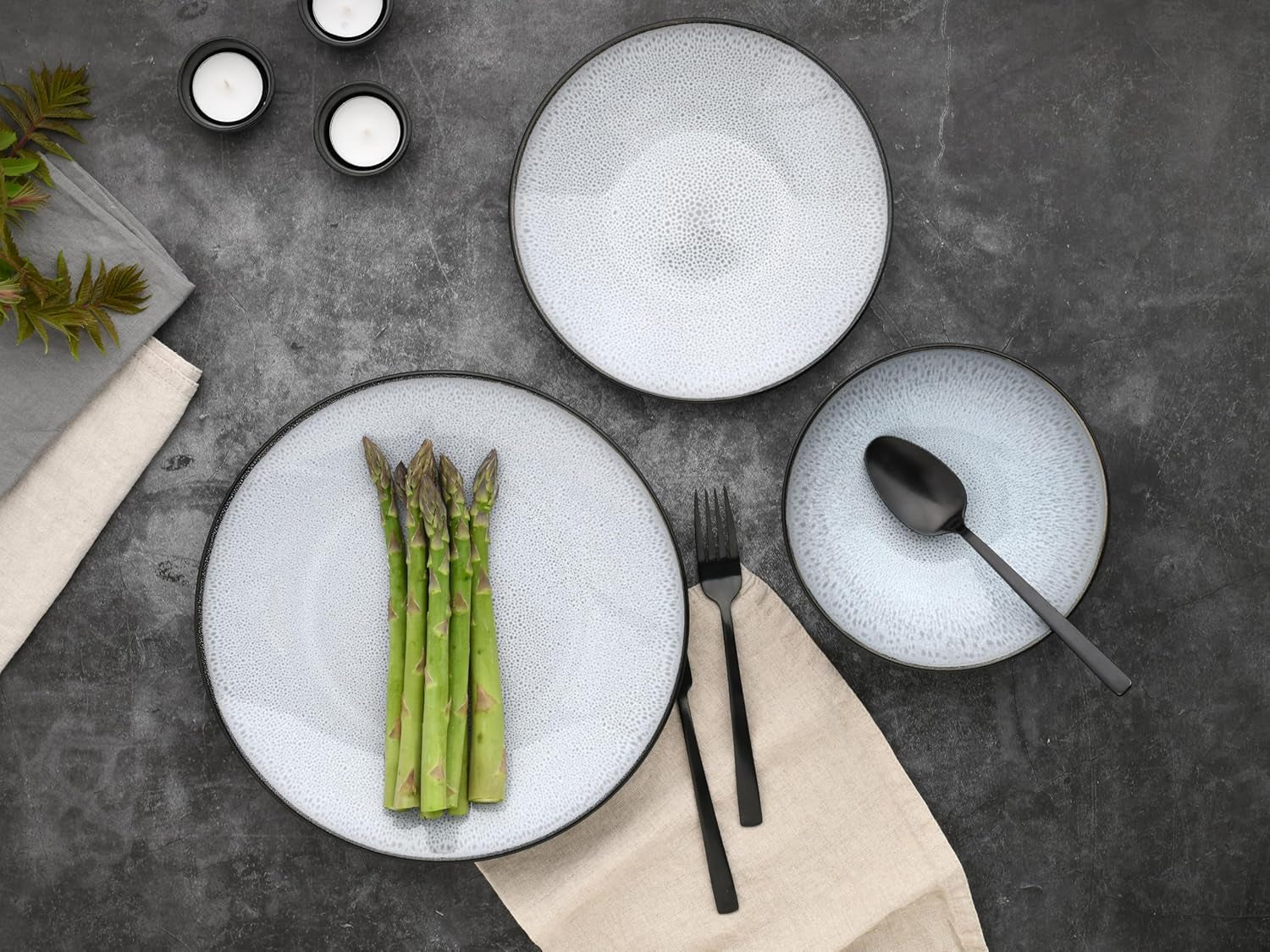 CreaTable, 23964, Serie Malmö, 18dílný Geschirrset für 6 Personen, Teller Set aus Steinzeug, spülmaschinen- und mikrowellengeeignet, Qualitätsproduktion