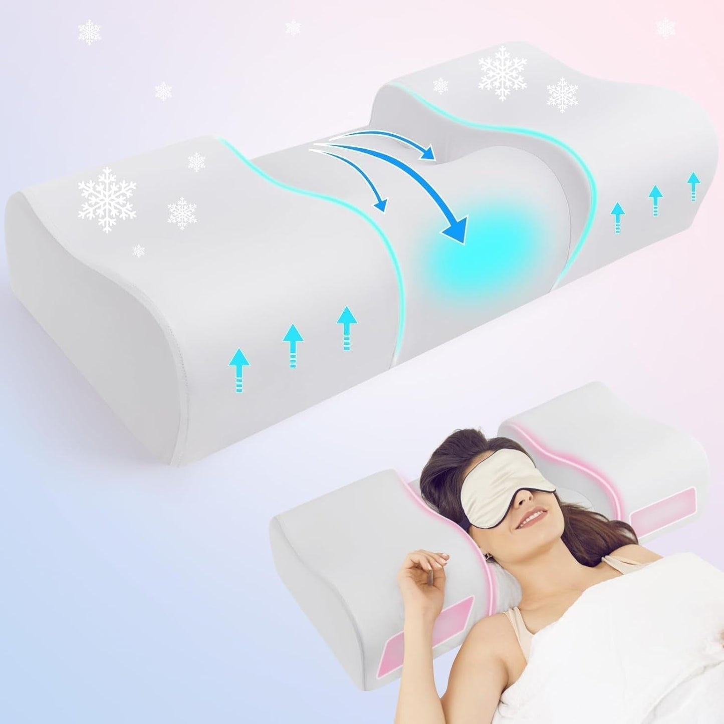 Hydomi Anti-Wrinkle Polštář 2-v-1 Anti-Aging Beauty Polštář Ortopedický polštář na podporu krku Polštář na bolest krku a ramen Paměťová pěna na udržení hlavy Naty Shop Krční ortopedické polštáře Šedé (60*24,9*14Cm)