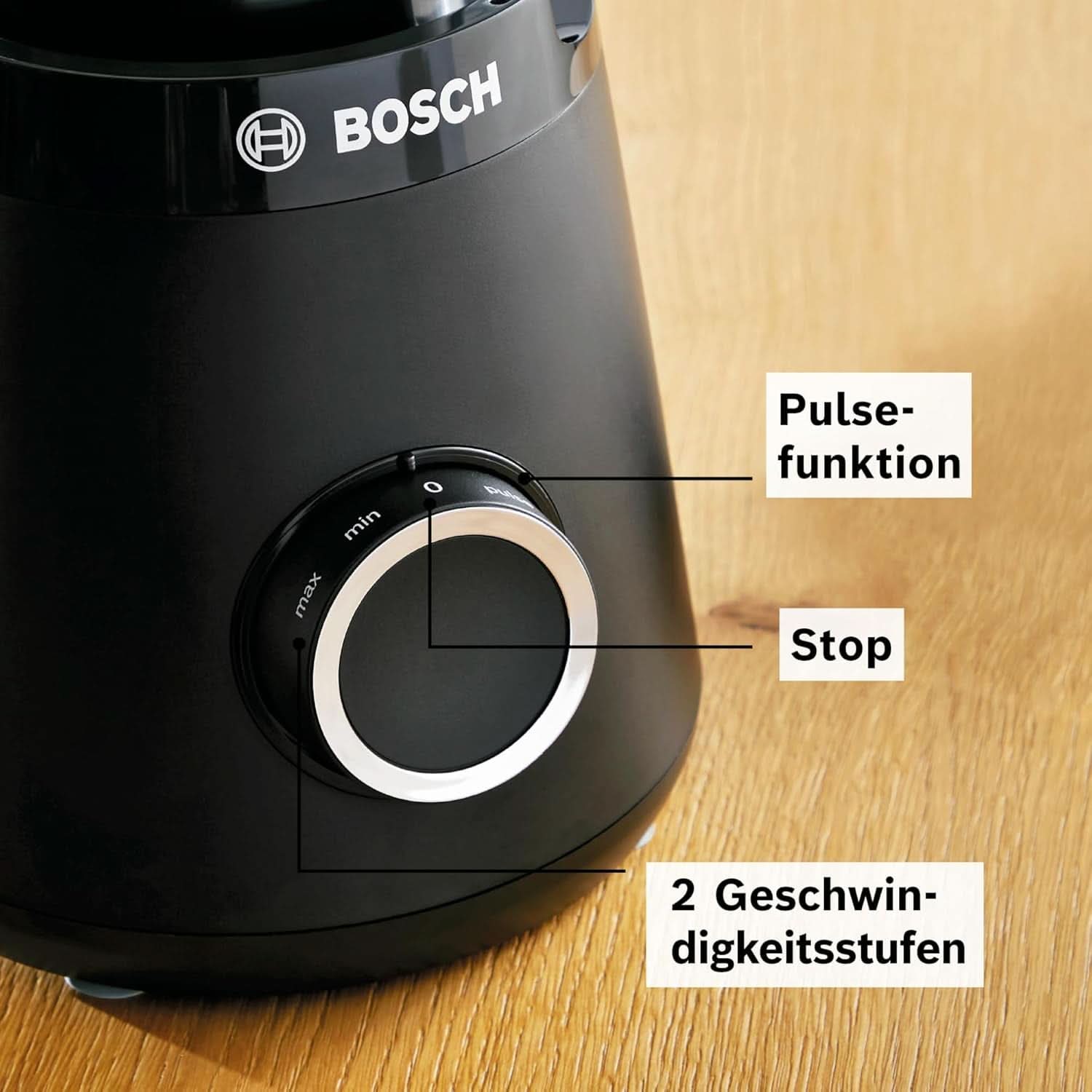 Bosch Standmixer Vitapower Serie 4 MMB6141B, Hochwertige Edelstahl-Klingen, 1,5L Tritan-Mixbehälter, Spülmaschinengeeignete Teile, 30 000 U/Min, 1200 W, Schwarz Kitchen Naty Shop