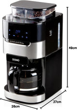 Kávovar DOMO DO721K "Grind and Brew" - Funkce Bean-to-Cup - LCD displej - Pro mletou kávu nebo celá zrna - 1,5 l