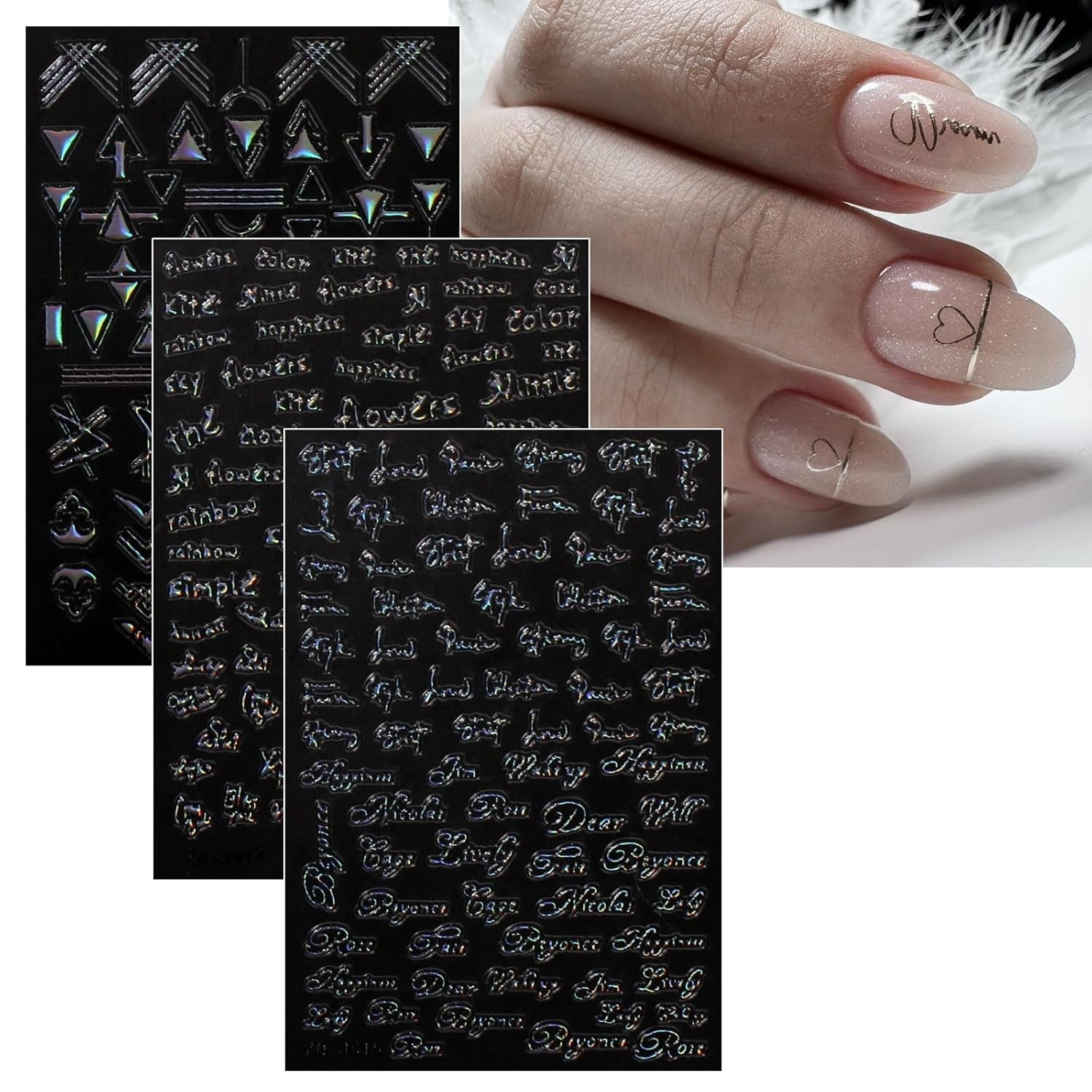 Jmeowio Nagelsticker Aurora Geometrisch 12 Blatt Nail Art Sticker Selbtklebend Nagelaufkleber Bunt Dekoration Nageldesign Zubehör