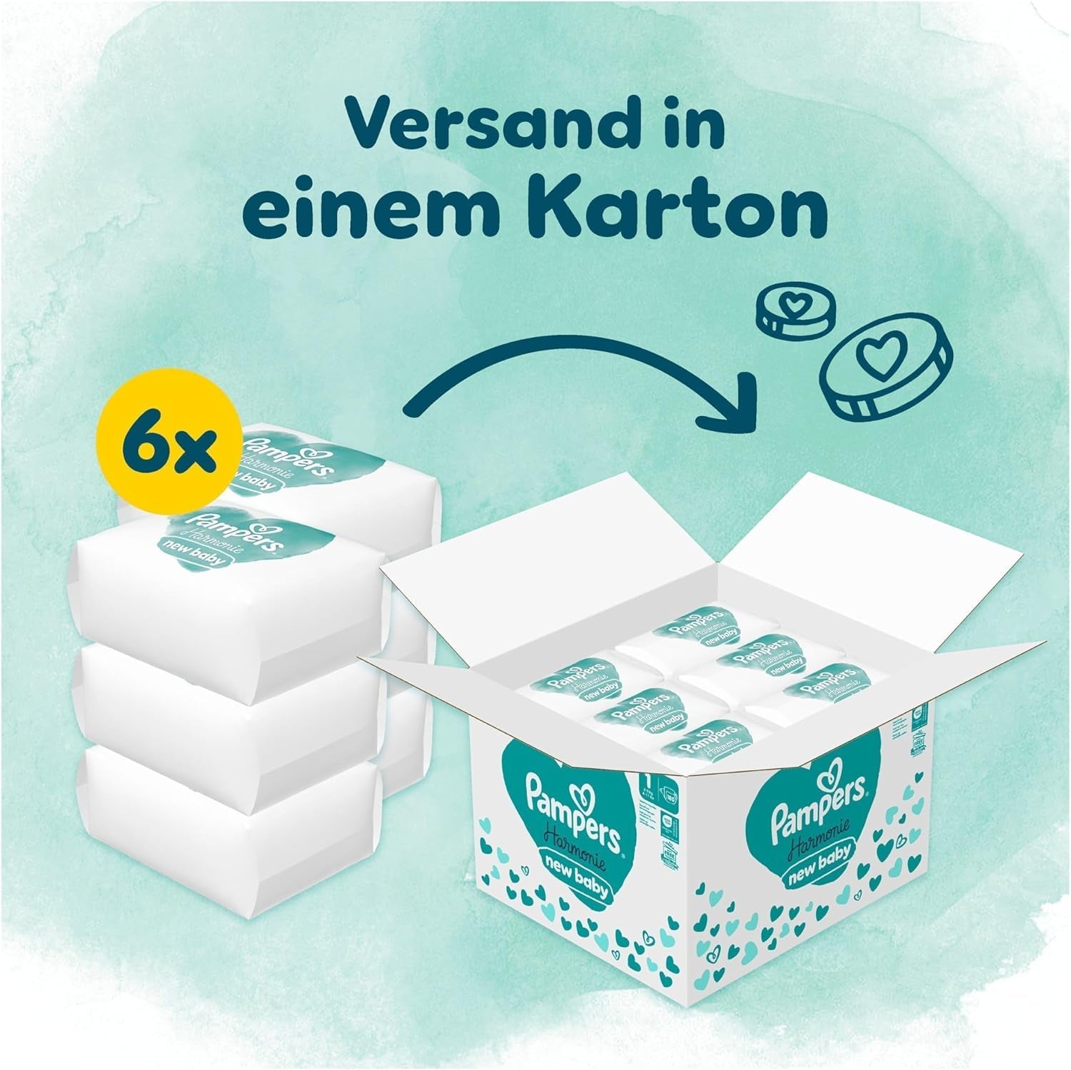 Plenky Pampers Harmony vel. 1, plenky 180, 2kg-5kg, jemná ochrana pokožky se 100% ochranou Pampers