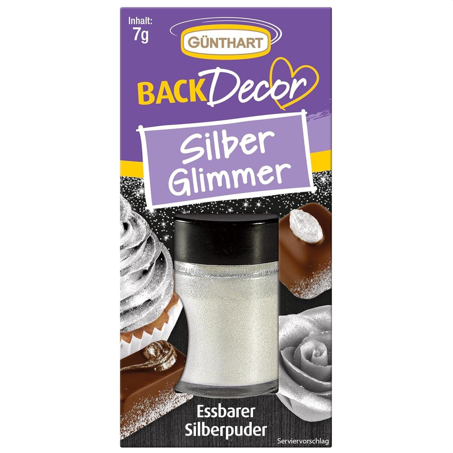 Günthart Backdecor Gold Powder – jedlé třpytky, potravinářské barvivo v prášku, třpytky na nápoje – malé třpytky se zlatým prachem pro nadšence do pečení, 1 balení (1 x 7 g)