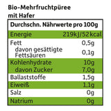 FRECHE FREUNDE Bio ovocná kapsička banán, jablko, malina, borůvka s ovsem, ovocné pyré s cereáliemi ve stlačitelném sáčku pro děti od 6 měsíců, veganské, balení 6 ks (6 x 100 g)