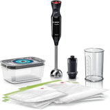Bosch Stabmixer Ergomixx MS6CB61V1, Vakuum-Funktion, Edelstahl-Mixfuß, Mix- Und Messbecher, Vakuum-Pumpe, Vakuum-Beutel, Vakuum-Frischhaltedose, 12 Stufen plus Turbo, 1000 W, Schwarzty Shoprazit