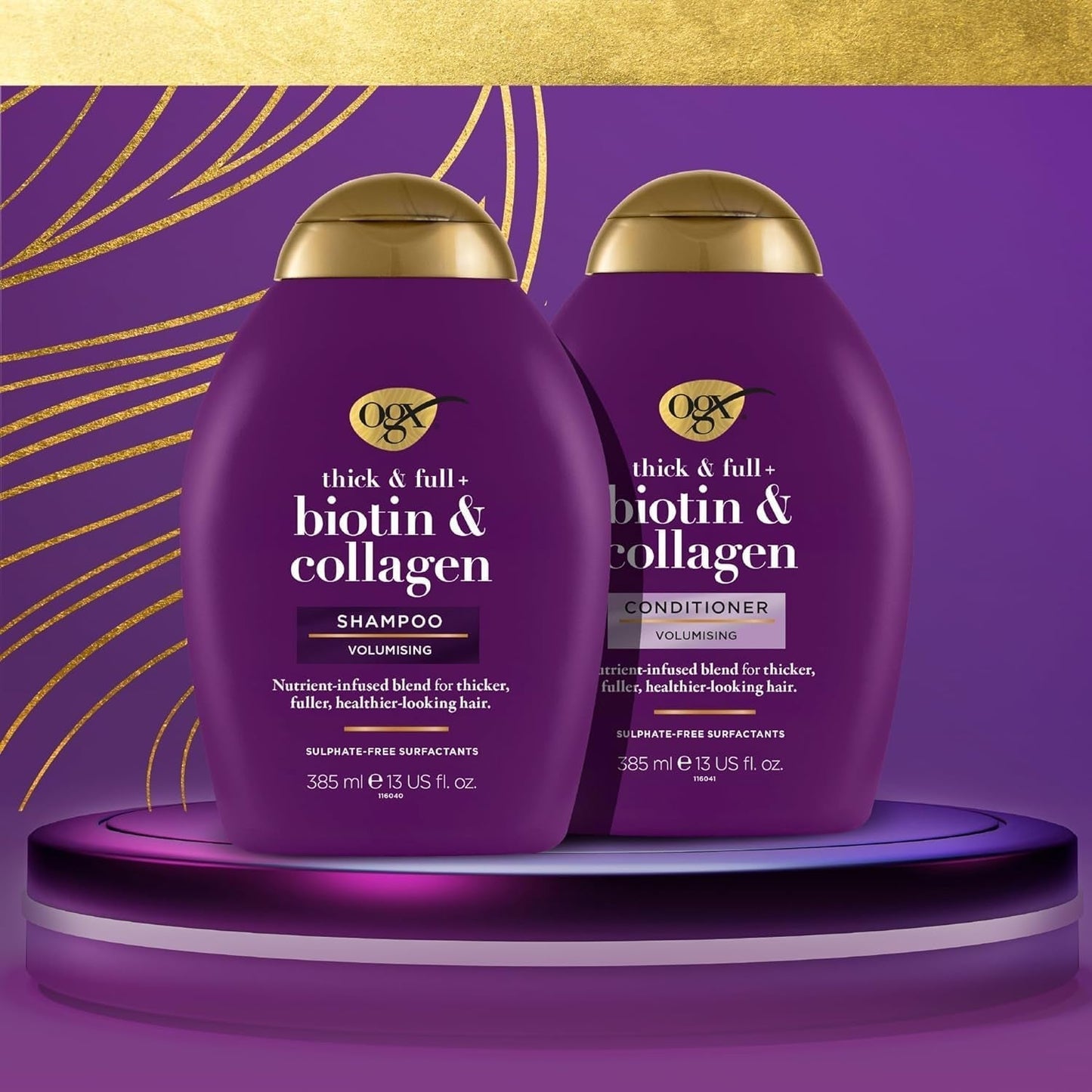 OGX Biotin & Collagen Shampoo (385 ml), Šampon pro posílení vlasů pro jemné a tenké vlasy OGX Sprcha a koupel