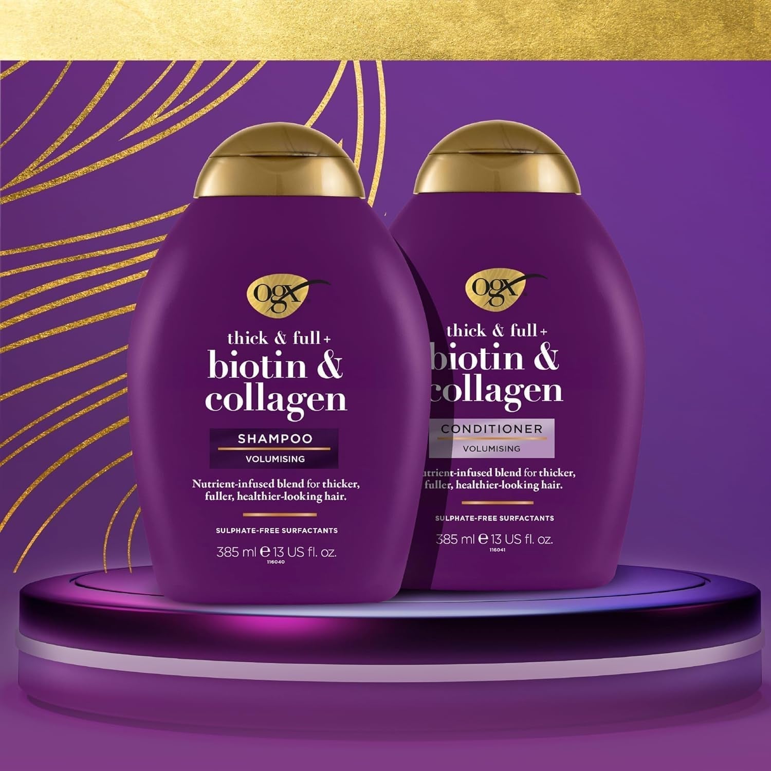 OGX Biotin & Collagen Shampoo (385 ml), Šampon pro posílení vlasů pro jemné a tenké vlasy OGX Sprcha a koupel