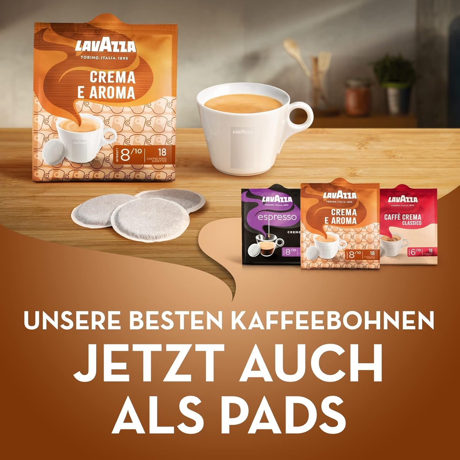 Lavazza Crema E Aroma, krémová a aromatická chuť, medium Röstung, 18 Pads