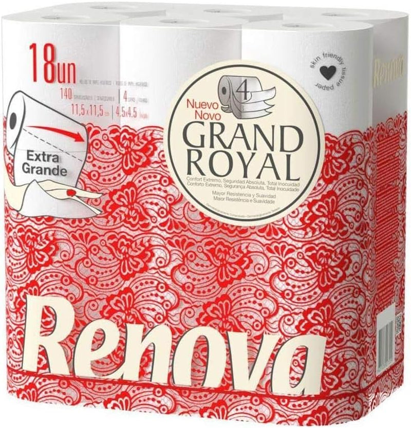 Toaletní papír Renova Grand Royal, 18 rolí Premium XXL, 4 vrstvy, měkký a odolný