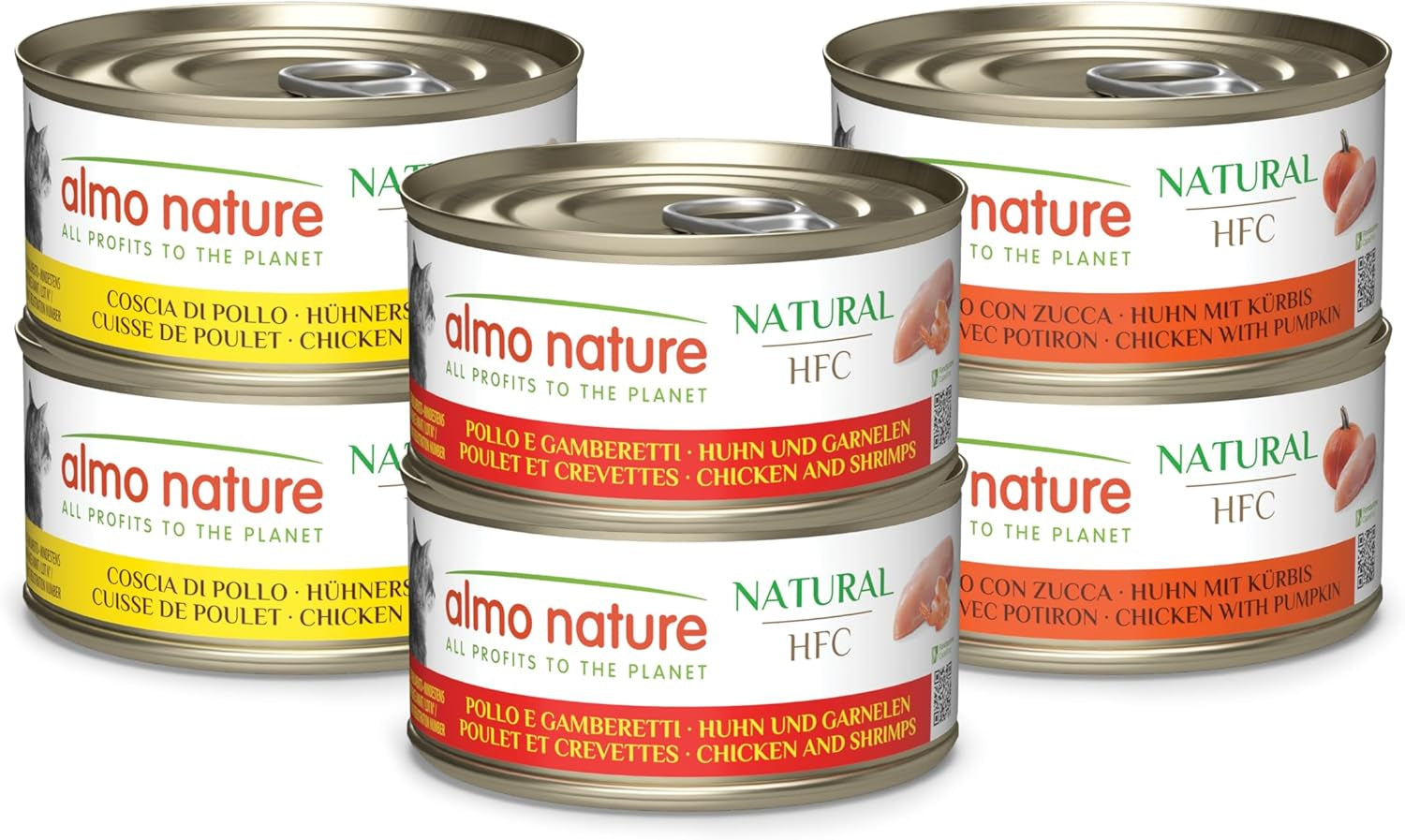 Almo Nature HFC Natural mokré krmivo pro kočky - Různé receptury s kuřecím masem - 6 x 70 g