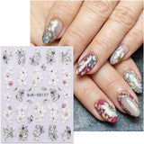 JMEOWIO 3D Nálepka na nehty Blumen Nálepka na nehty Selbstklebend Nagelaufkleber 5D Stereoskopické jarní letní dekorace Nageldesign Zubehör 4 Blatt