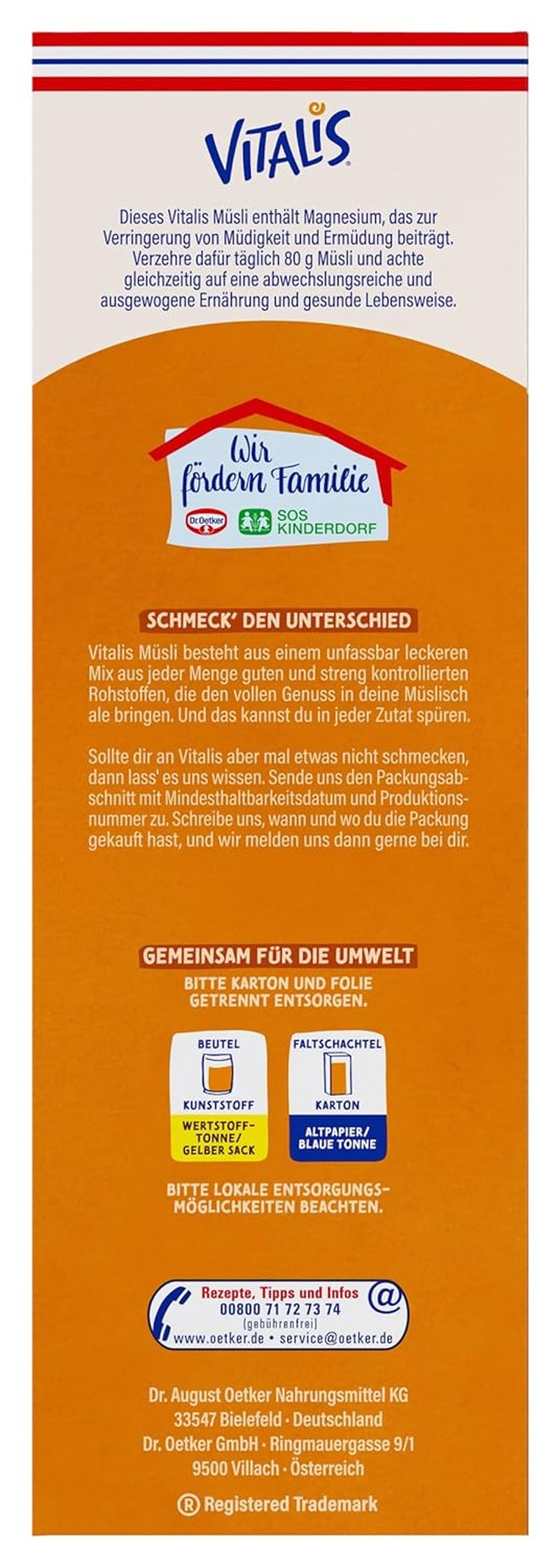 Oetker Vitalis Křupavé medy: Medové křupavé müsli ke snídani a svačině, 5 balení (5 x 600 g)