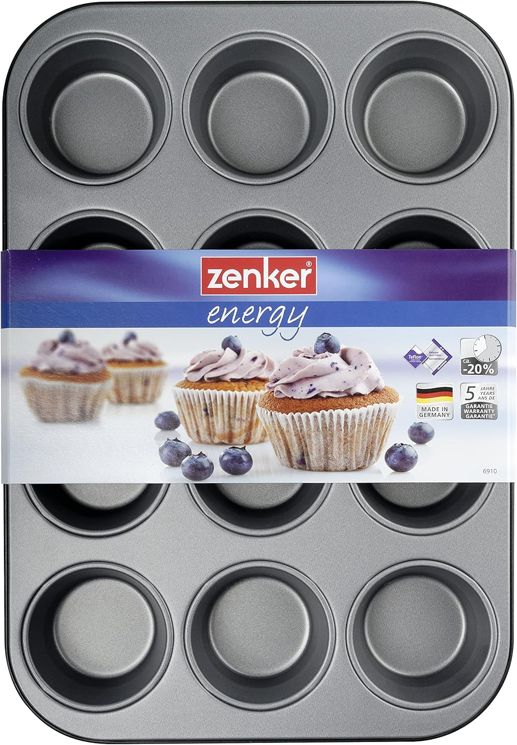 Zenker 12Er Muffinform Energy, Premium-Backform, Für Köstliche Kuchen, Verkürzt Die Backzeit Um Bis Zu 20 % (Farbe: Silver/Anthrazit), Menge: 1 Stück, Hellgrau Und Dunkelgrau Formy a plechy na pečení Naty Shop