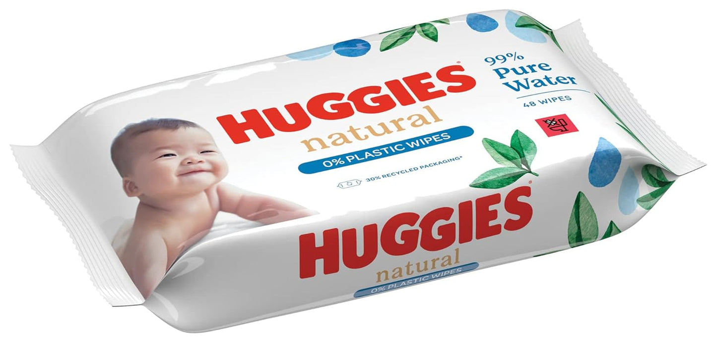 Huggies přirozeně biologicky odbouratelné vlhčené ubrousky pro citlivá miminka, 8 x 48 ubrousků, hromadné balení