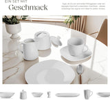 tectake® Sada nádobí pro 12 osob, 100dílná sada porcelánového nádobí, včetně 12 talířů, 12 dezertních talířů, 12 talířů na večeři, 12 šálků, 12 misek na cereálie, misky na salát, džbán na mléko, cukřenka