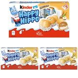 Kinder Happy Hippo Lískový ořech - Speciální křupavé oplatky s mlékem a lískooříškovým krémem - Karnevalové a Mardi Gras sladkosti - 1 balení obsahující 5 jednotlivých tyčinek po 20,7 g