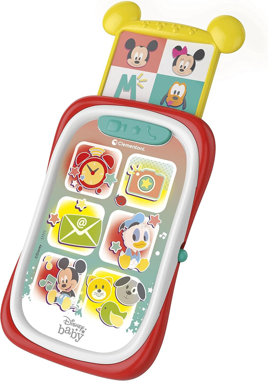 Clementoni 17711 Disney Baby Baby Mickey chytrý telefon, dětský mobilní telefon se světelnými a zvukovými efekty, interaktivní hračka pro děti 9-36 měsíců, M, vícebarevné Bebe Toys Naty Shop