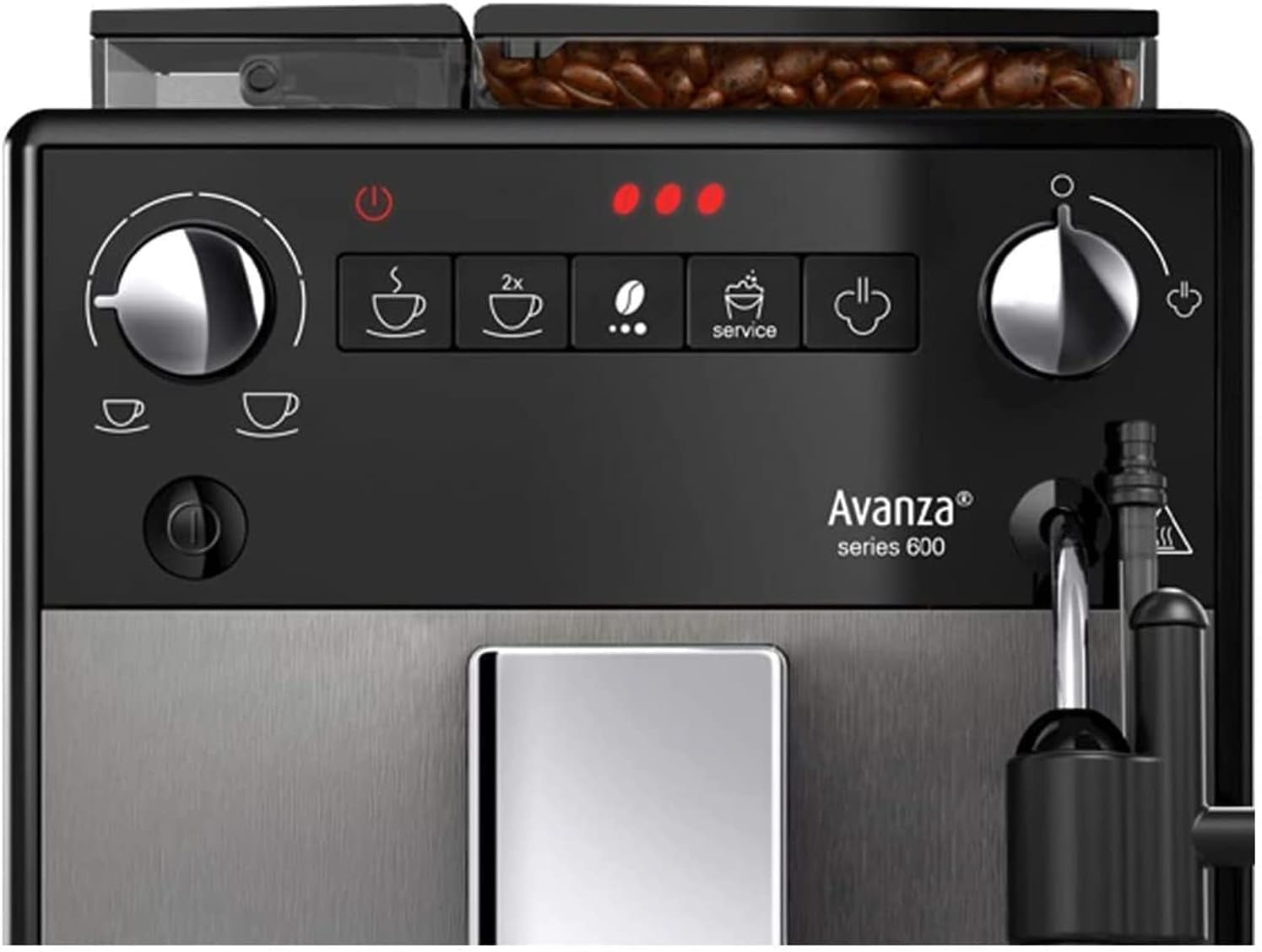 Melitta Avanza - Plně automatický espresso kávovar s mléčným systémem, espressovač s mlýnkem a extra velkou nádrží na vodu (1,5 l) např. cappuccino nebo espresso, mystický titán