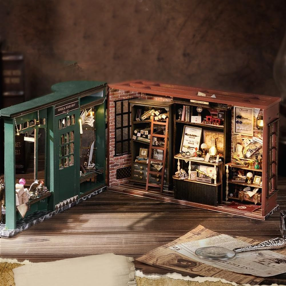Magic Shop domeček pro panenky s protiprachovým krytem DIY miniaturní sada nábytku pro panenky v měřítku 1:24 kreativní dárek pro děti, dospívající, narozeninový dárek