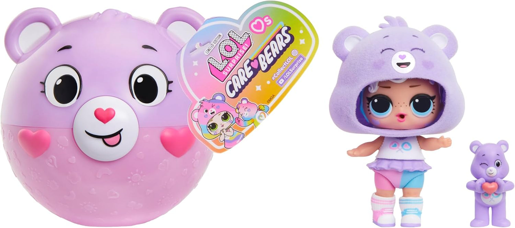 LOL Překvapení! Loves Care Bears Tots - Obsahuje 1 panenku s oblečením a doplňky, míček medvídka, skrytý obal, 6 sběratelských panenek