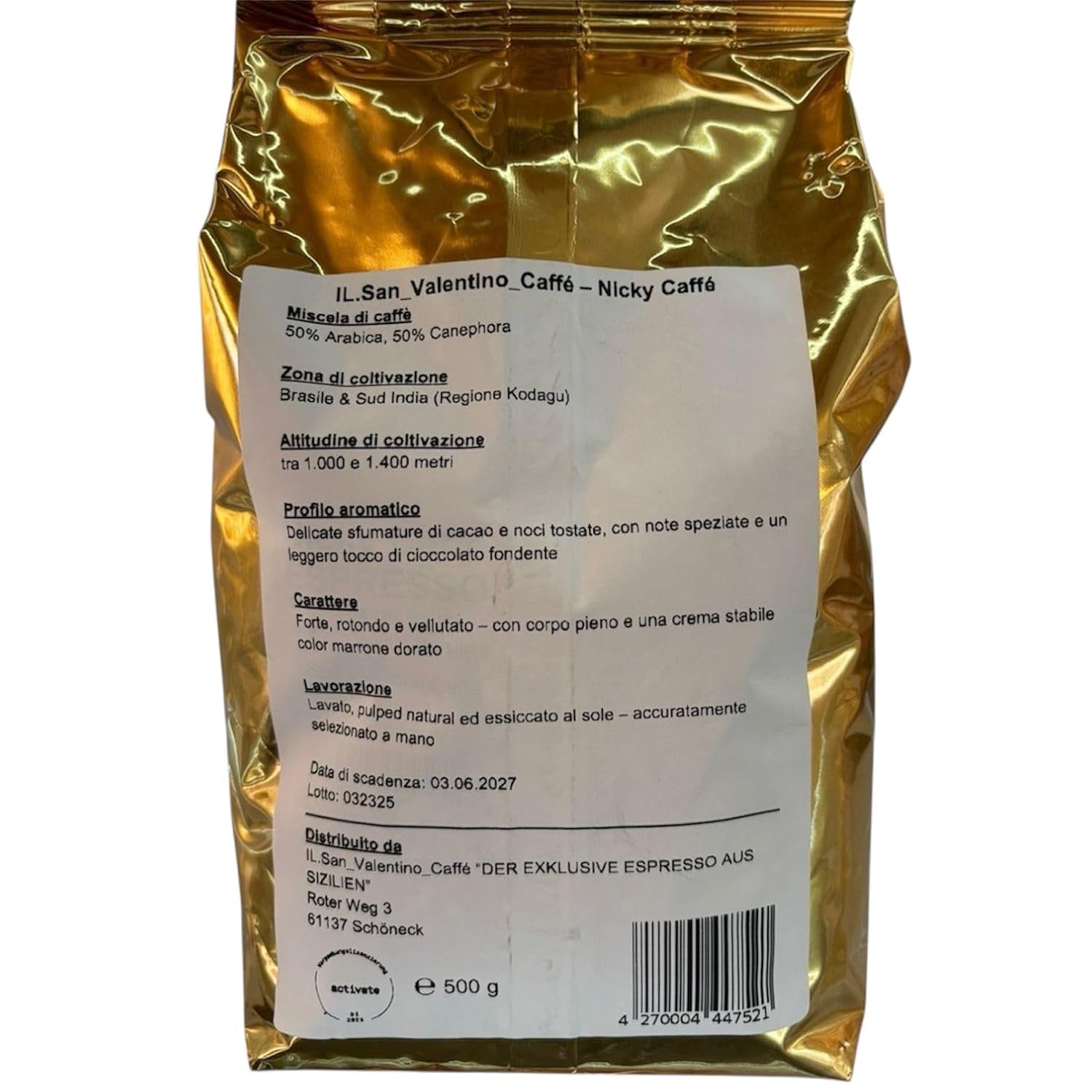 "EXKLUZIVNÍ ESPRESSO ZE SICÍLIE" NICKY CAFFÉ ESPRESSO A KÁVOVÁ KRÉMA 50% ARABICA 50% SKOŘICE