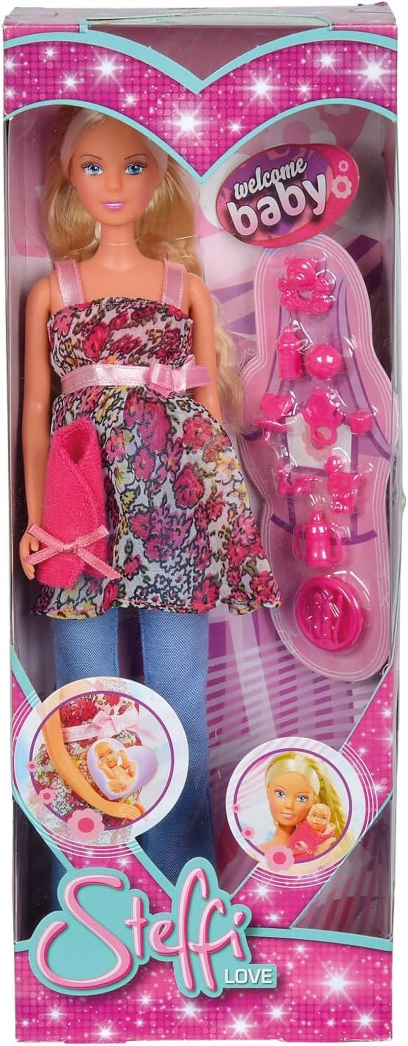 Simba 105734000 - Steffi Love Welcome Baby, Těhotná panenka, S miminkem v bříšku, Doplněk, Oblékací panenka, 29 cm, Pro děti od 3 let Panenky Naty Shop