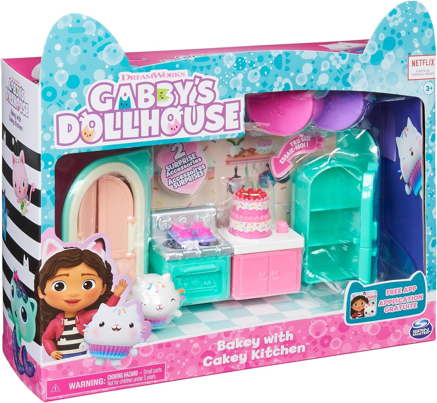 Pokoj pro panenky Gabby's Deluxe, pokoj pro kočky, nábytek a 2 krabice s překvapením s tematickými doplňky, vhodné pro děti od 3 let