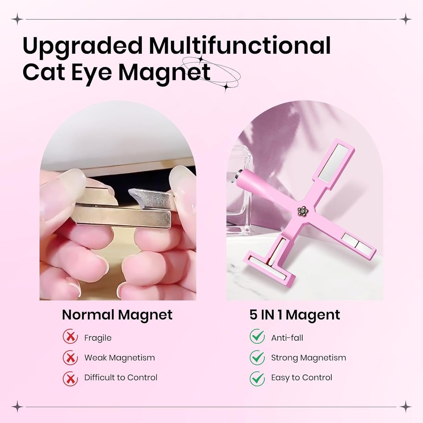 Magnet na nehty SUPWEE 5 v 1, růžový magnet pro kočičí oči pro Nägel Multifunktions Magnetstift DIY Magic 3D Magnet Stick Pen Set Nail Art Magnet Stick Für Nail Art Diy-Zubehör