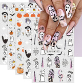 JMEOWIO Nálepka na nehty Halloween 9 Blatt Nálepka na nehty Selbtklebend Nagelaufkleber Süßes Gespens Kürbis Dekoration Nageldesign Zubehör