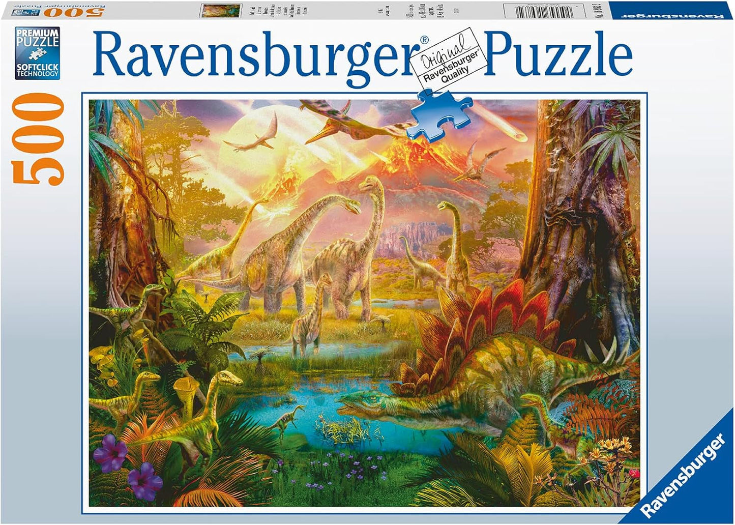 Ravensburger Puzzle 16983 - Dinoland - 500dílné puzzle pro dospělé a děti od 10 let, dinosauří puzzle Puzzle Naty Shop